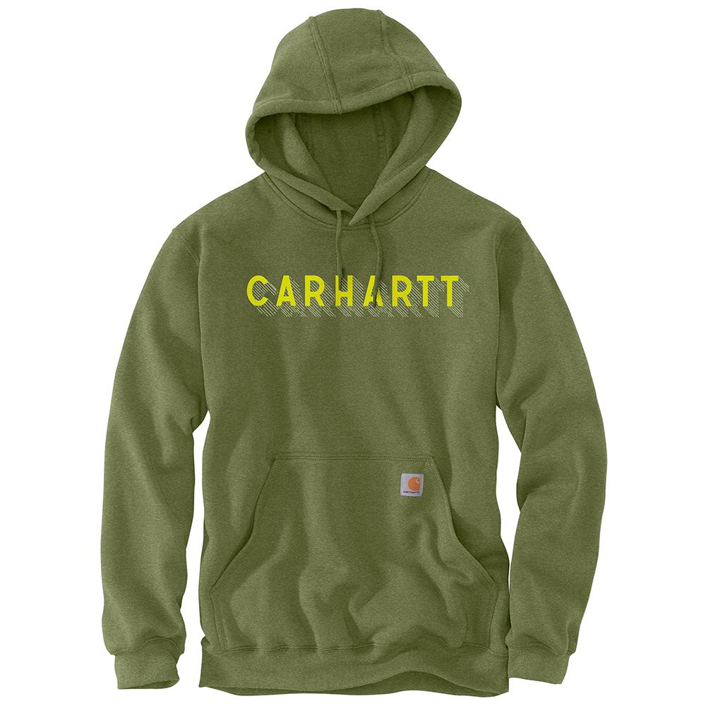 Carhartt Mens Rain Defender Loose Fit Midweight Logo Graphic Hoodie Sweatshirt