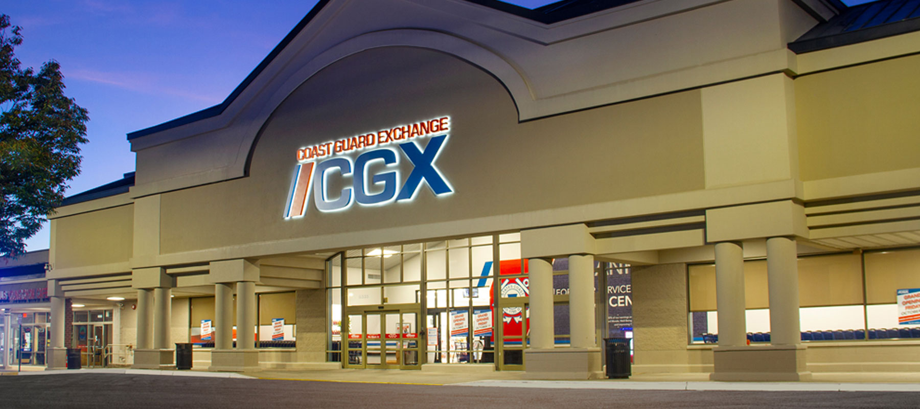 CGX storefront at night