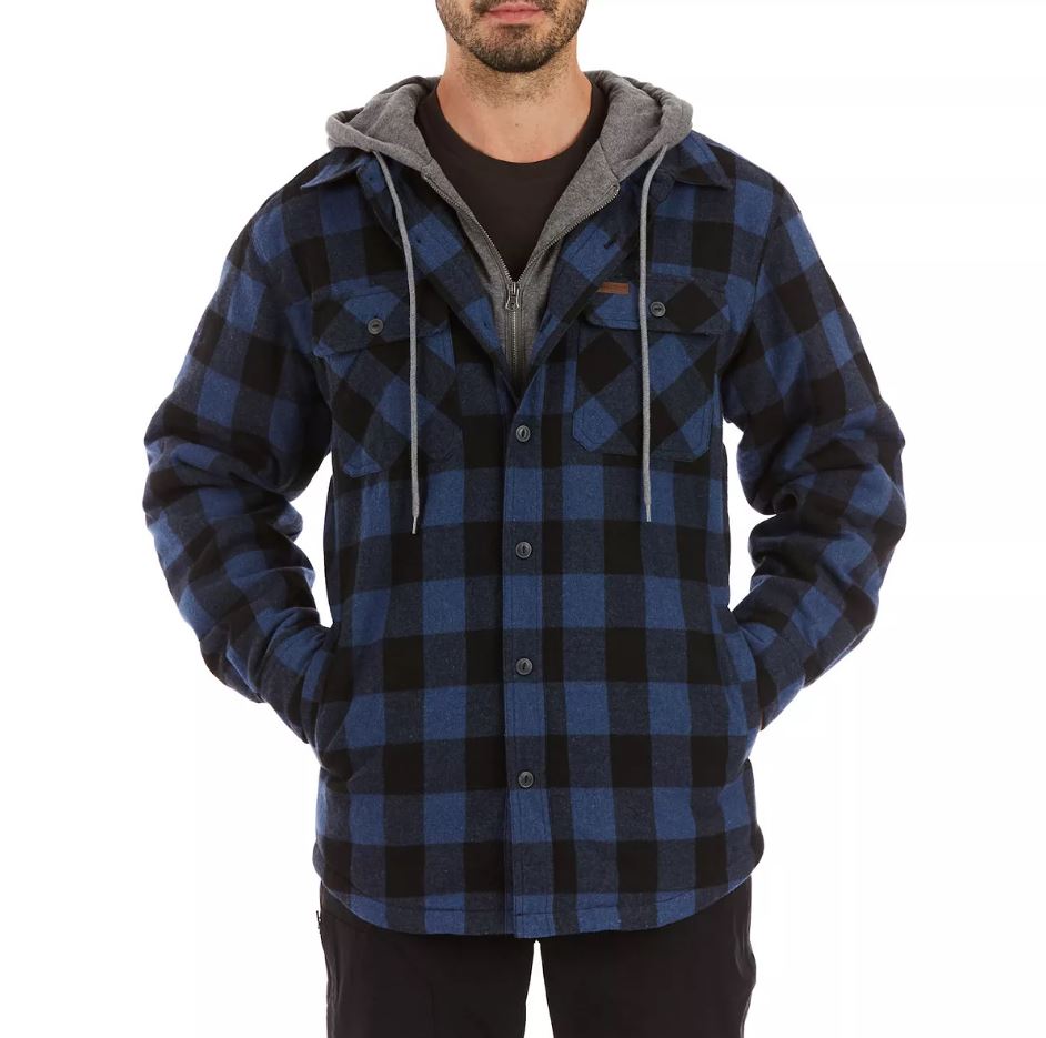 Smith's Workwear Mens SherpaLined Hooded Flannel Shirt Jacket ShopCGX