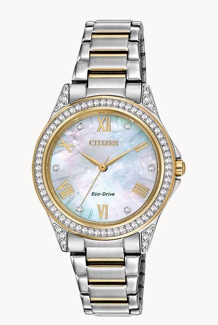 Citizen Womens POV Eco-Drive Watch - Crystal Two-Tone Stainless Steel Bracelet