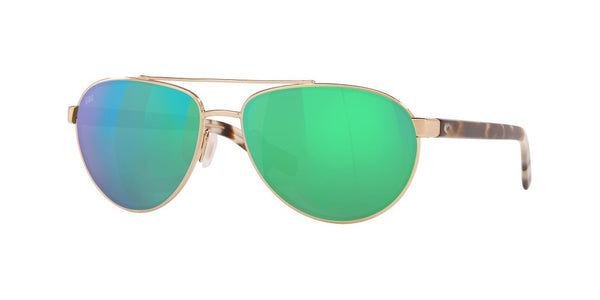 Costa Del Mar Mens Fernandina 226 Brushed Gold Frame - Green Mirror 580 Glass Lens  - Non-Polarized Sunglasses