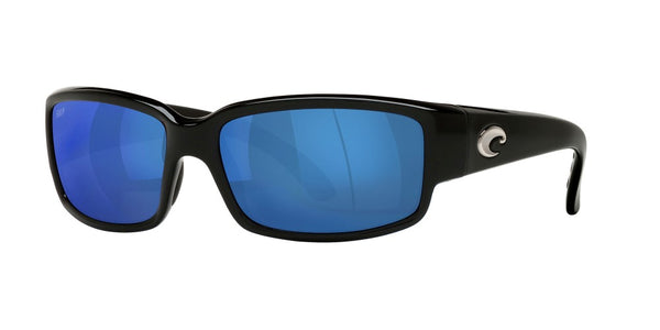 Costa Del Mar Mens Caballito 11 Shiny Black Frame - Blue Mirror 580 Plastic - Non-Polarized Sunglasses