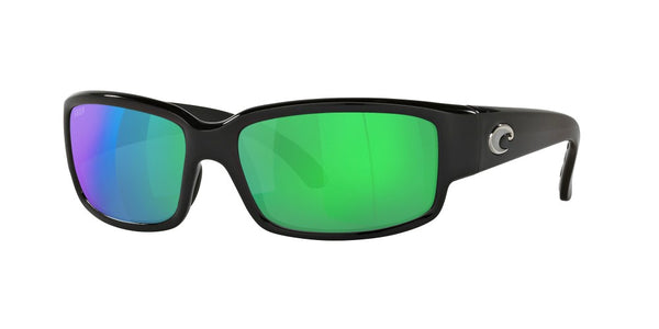 Costa Del Mar Mens Caballito 11 Shiny Black Frame - Green Mirror 580 Plastic Lens - Non-Polarized Sunglasses