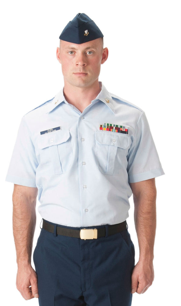 Male Light Blue Regular Fit Short Sleeve Dress Shirt (Trops) - New Air Force Shirt