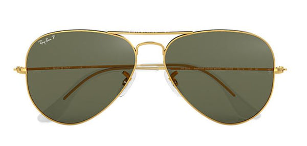Ray-Ban Aviator Classic Polarized Sunglasses - Polished Gold/Classic Green