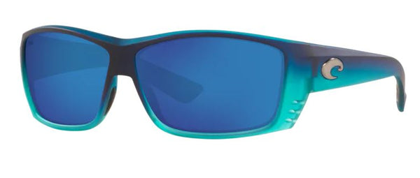Costa Del Mar Mens Cat Cay Matte Caribbean Fade Frame - Blue Mirror 580 Glass Lens - Polarized Sunglasses