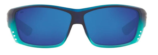 Costa Del Mar Mens Cat Cay Matte Caribbean Fade Frame - Blue Mirror 580 Glass Lens - Polarized Sunglasses