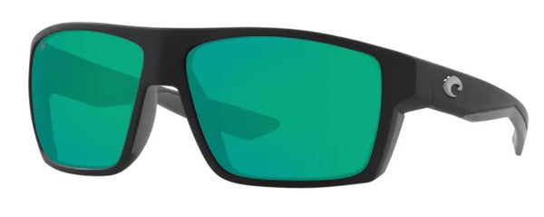 Costa Del Mar Mens Bloke Matte Black Frame - Green Mirror 580 Glass Lens - Polarized Sunglasses