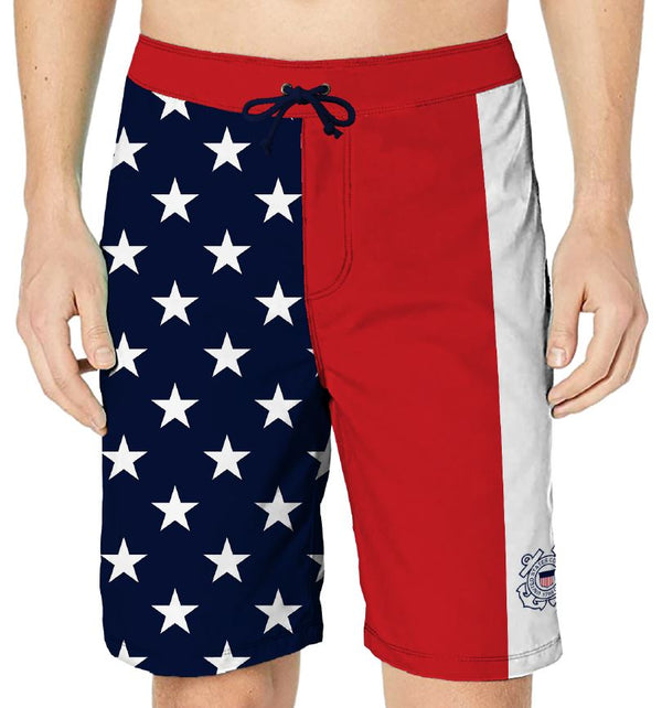 Coast Guard Mens Patriotic Swim Shorts - Size S - 2XL
