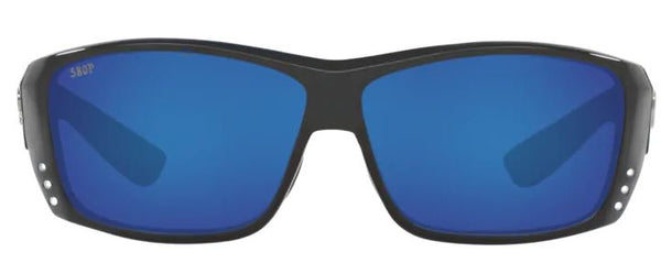 Costa Del Mar Mens Cat Cay Shiny Black Frame - Blue Mirror 580 Plastic Lens - Polarized Sunglasses