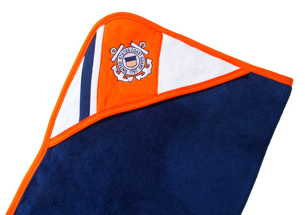 Coast Guard Infant Baby Blanket - Blue With Orange Racing Stripe
