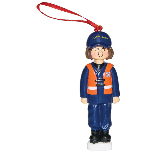 Coast Guard Ornament - Brown Hair Female Figure