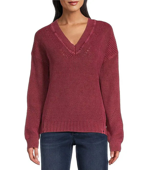 Tommy Bahama Womens Salt Wash V-Neck Sweater