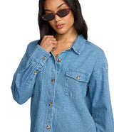 Billabong Women's Fadeaway Demin Shacket