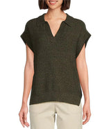 Tommy Bahama Womens Pebble Stitch Collared Sweater