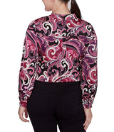 Ruby Rd. Womens Woven Paisley Front-Tie Long Sleeve Top