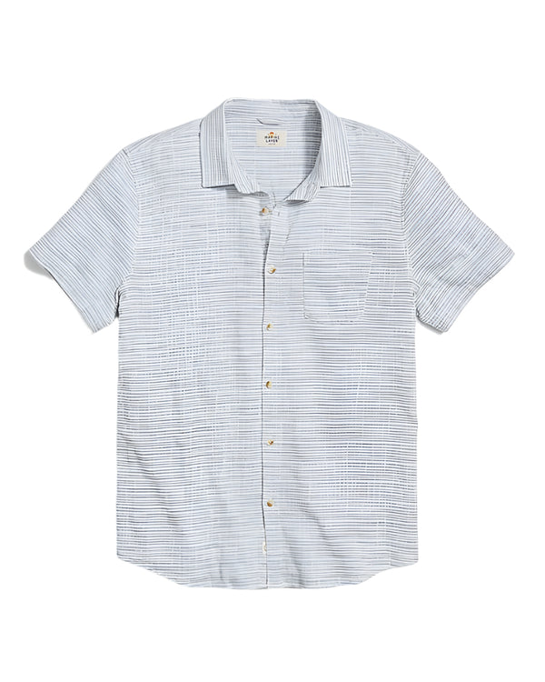 Marine Layer Mens Selvage Classic Stretch Short Sleeve Button Down Shirt