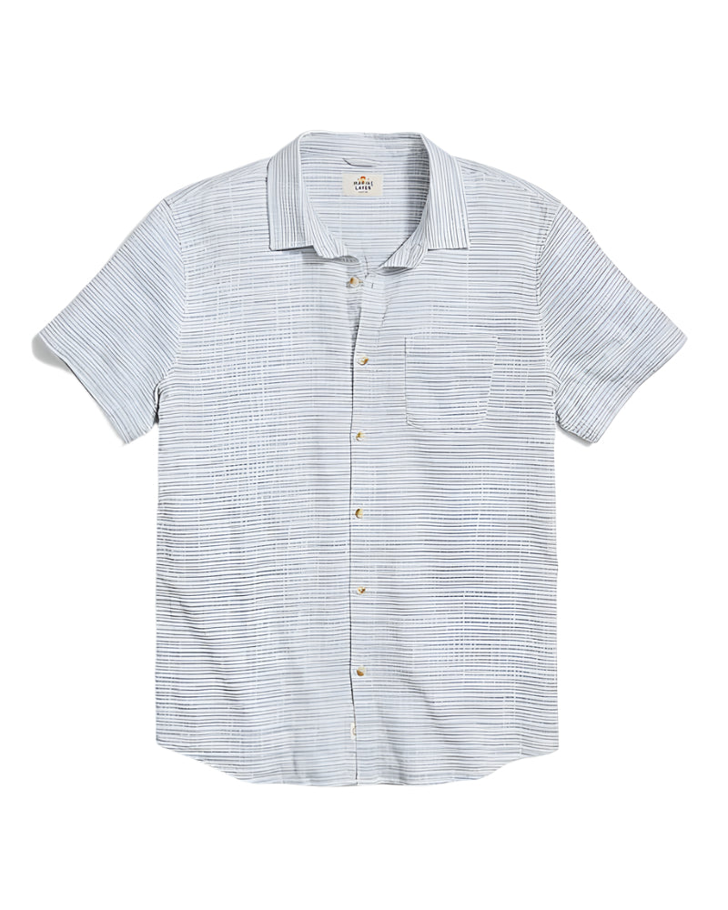 Marine Layer Mens Selvage Classic Stretch Short Sleeve Button Down Shirt