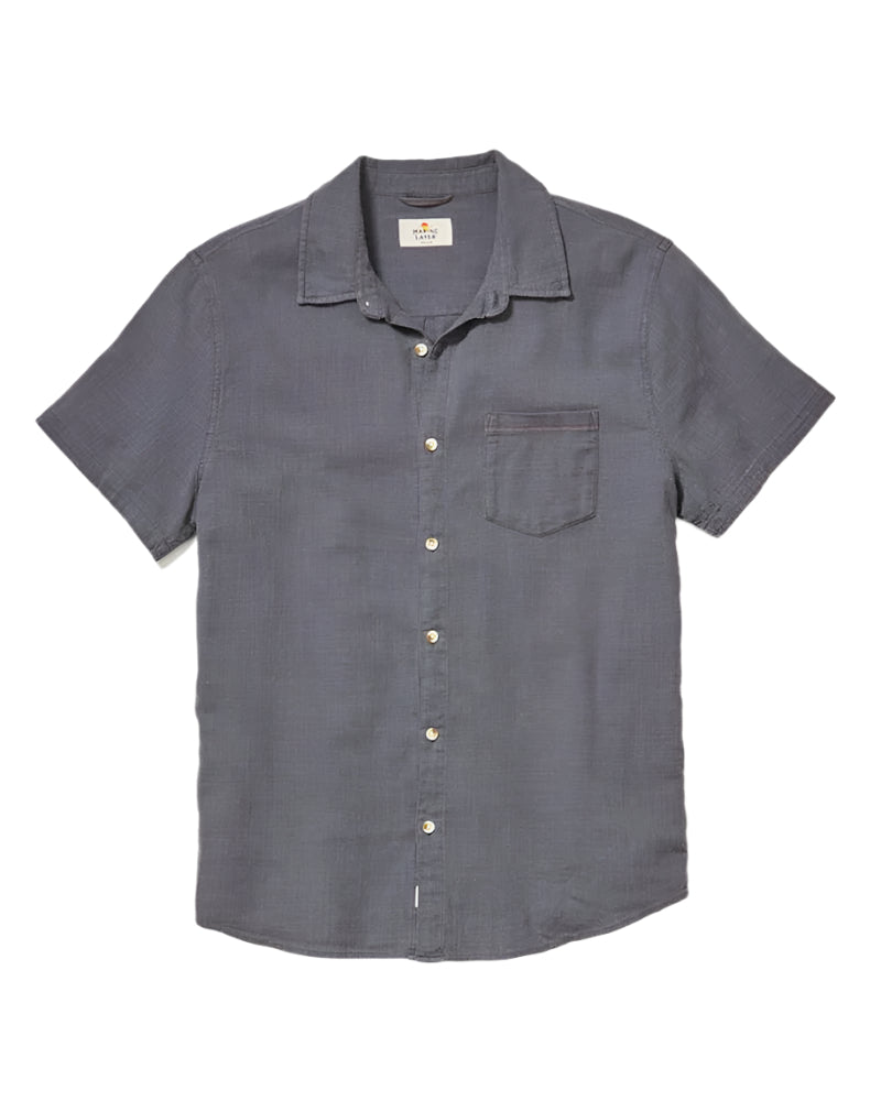 Marine Layer Mens Selvage Classic Stretch Short Sleeve Button Down Shirt