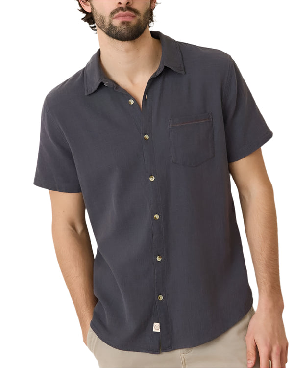 Marine Layer Mens Selvage Classic Stretch Short Sleeve Button Down Shirt