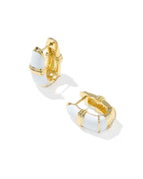 Kendra Scott Courtney Gold Enamel Huggie Earrings - White Enamel