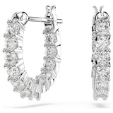 Swarovski Vittore Hoop Earrings - Round cut, White, Rhodium plated