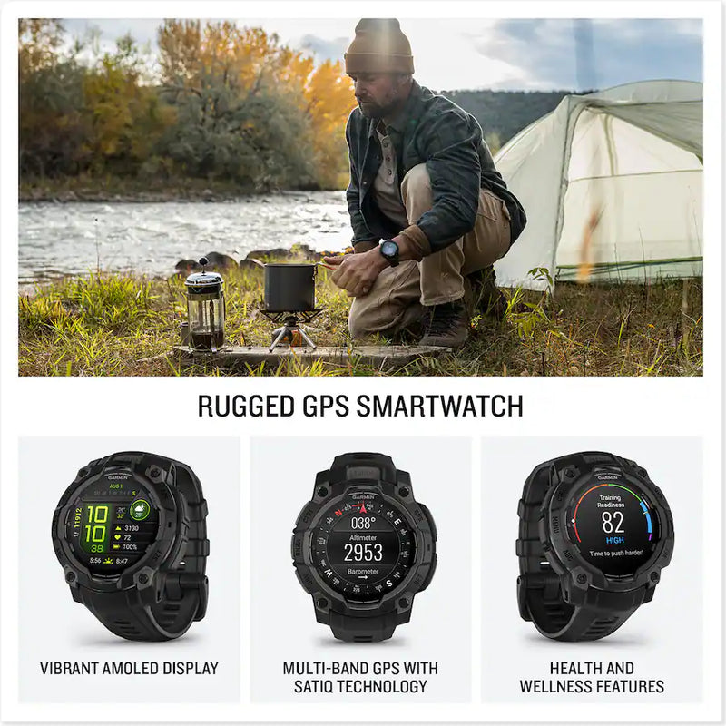 Garmin Instinct 3 GPS Smartwatch - 45 MM AMOLED Black with Black Band