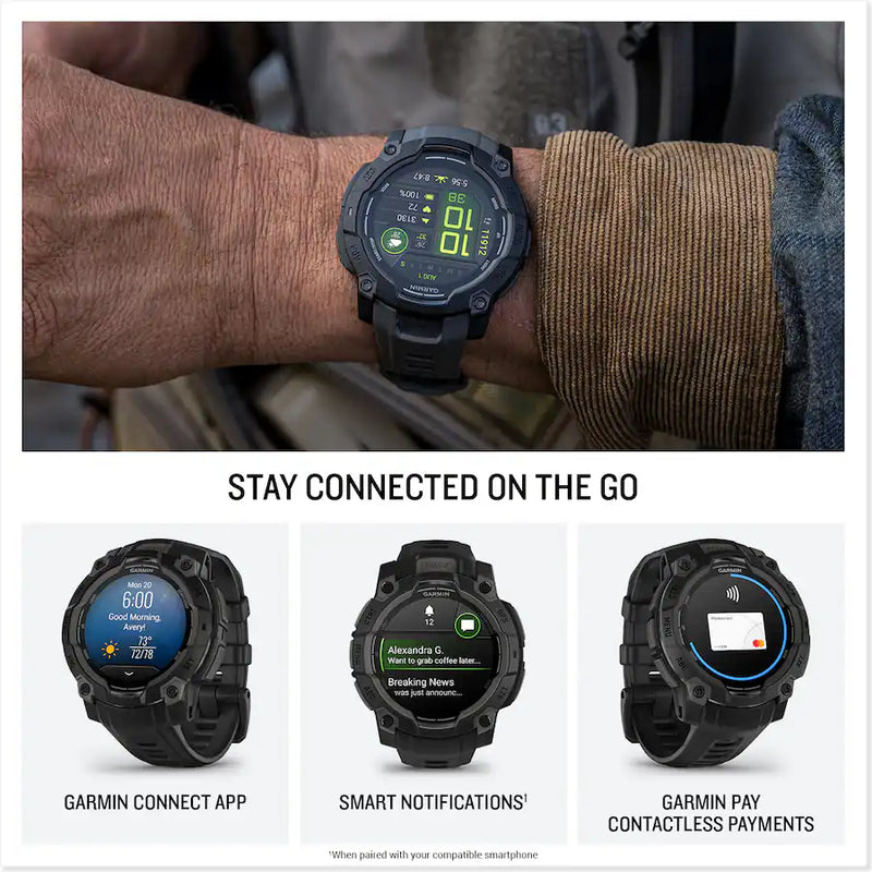 Garmin Instinct 3 GPS Smartwatch - 45 MM AMOLED Black with Black Band