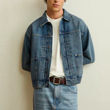 American Eagle Mens AE Relaxed Fit Denim Utility Jacket