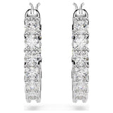 Swarovski Vittore Hoop Earrings - Round cut, White, Rhodium plated