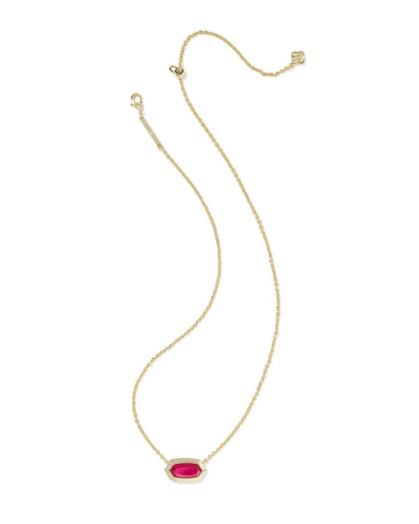 Kendra Scott Elisa Bezel Gold Short Pendant Necklace - Carmine Red Illusion