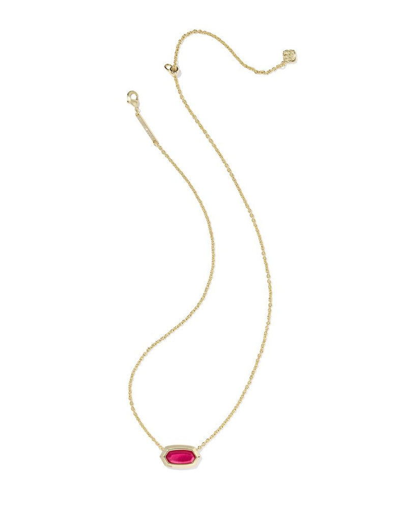 Kendra Scott Elisa Bezel Gold Short Pendant Necklace - Carmine Red Illusion
