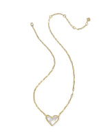 Kendra Scott Mother Of Pearl Ari Heart Statement Short Pendant Necklace - Gold Plated
