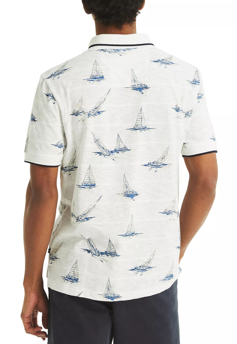 Nautica Mens Textured Short Sleeve Polo