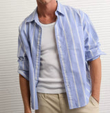 American Eagle Mens AE Everyday Standard Fit Oxford Button-Up Long Sleeve Shirt