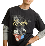 American Eagle Mens AE Boxy Fit Logo Graphic Short Sleeve T-Shirt