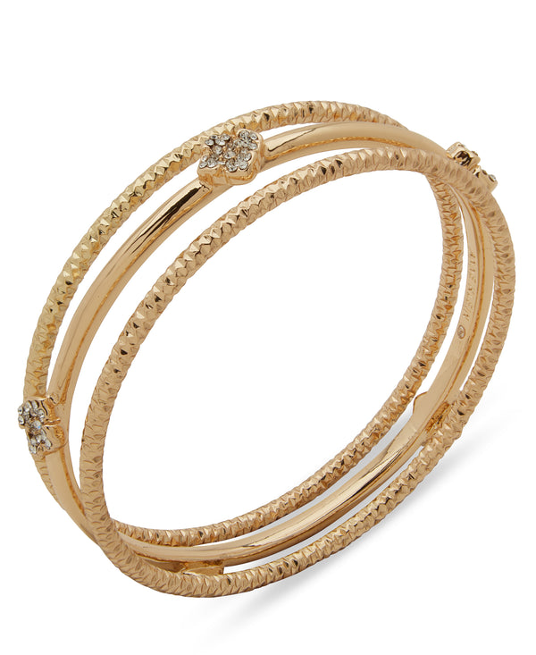 Anne Klein Boxed Gold-Plated Floral Motif Bangle Bracelet
