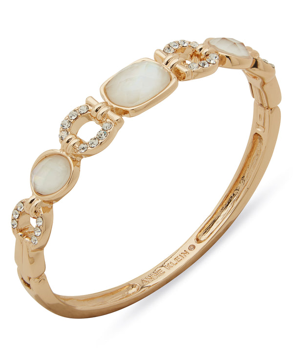Anne Klein Gold-Tone Mother Of Pearl Crystal Bracelet