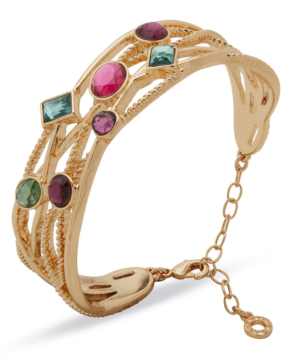 Anne Klein Gold-Tone Multi Row Crystak Cuff Bracelet