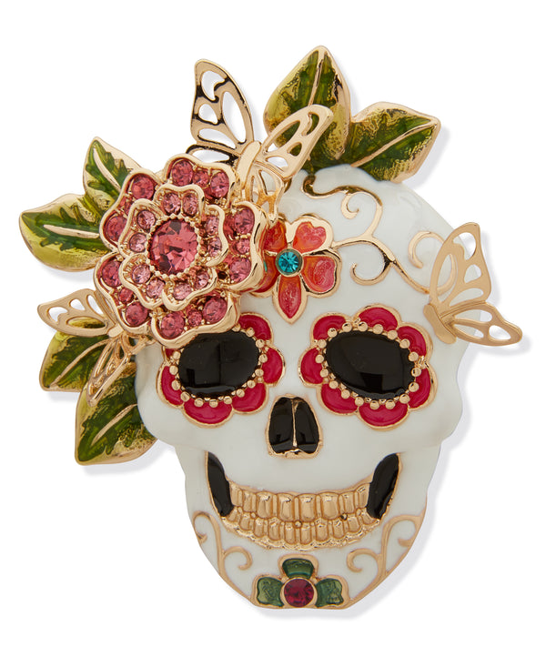 Anne Klein Boxed Day Of The Dead Skull Brooch