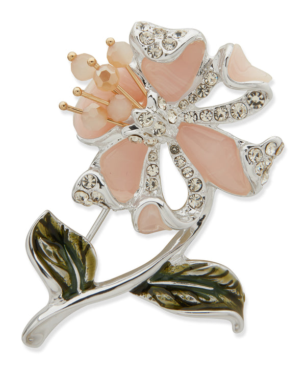 Anne Klein Boxed Silver-Plated Flower Brooch