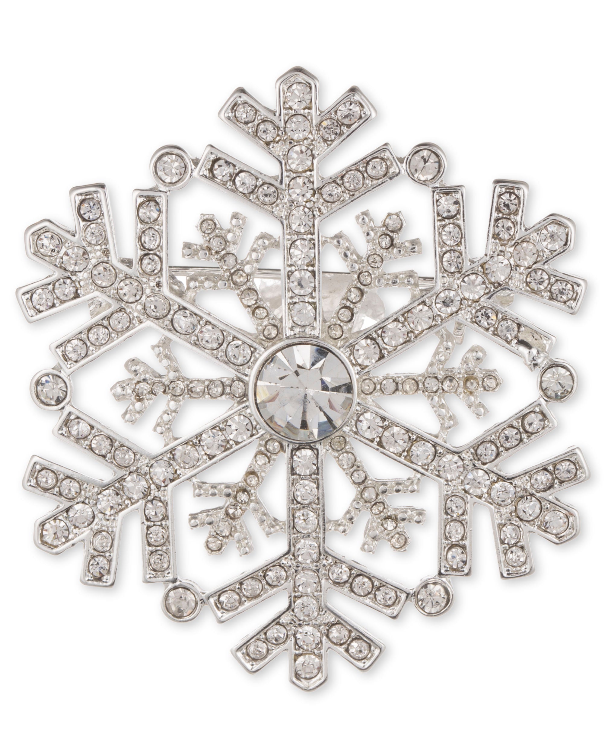 Anne Klein Silver-Tone Pave Snowflake Pin