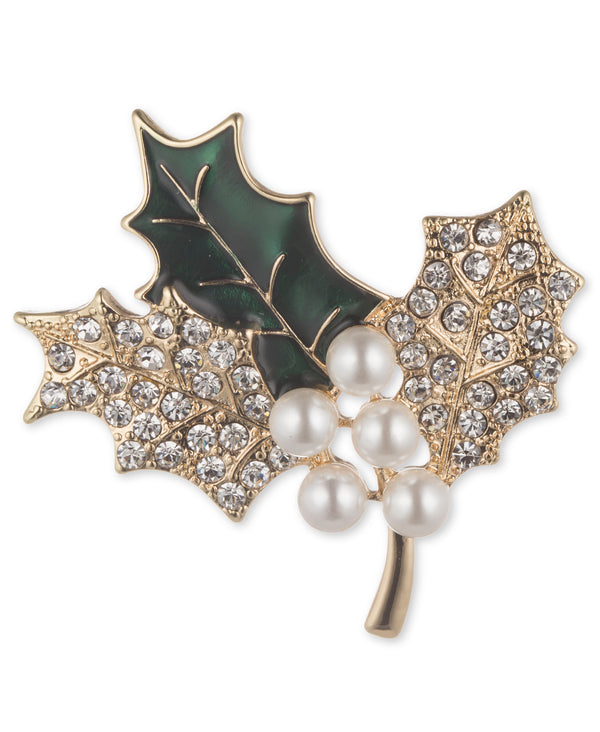 Anne Klein Gold-Tone Holly Branch Pin