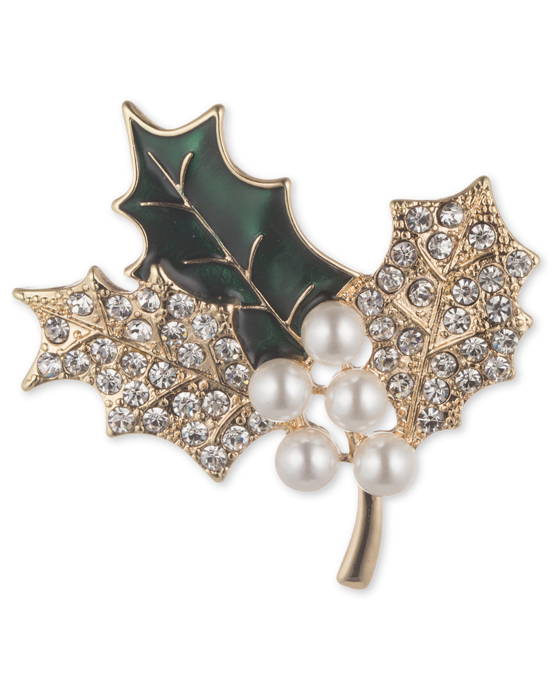 Anne Klein Gold-Tone Holly Branch Pin