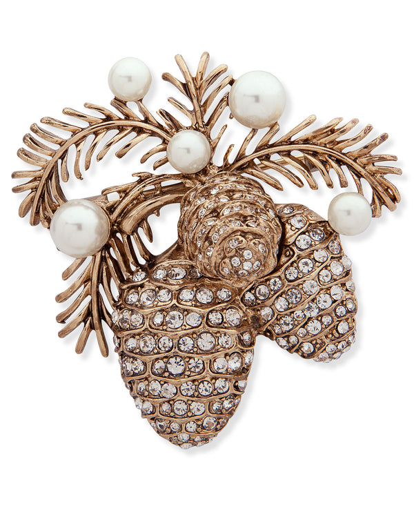 Anne Klein Gold-Tone Pine Cone Pin