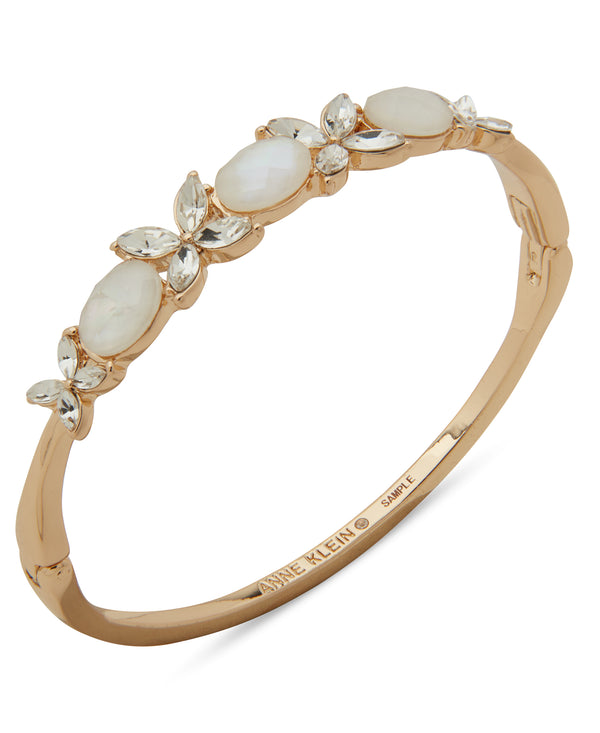 Anne Klein Gold-Tone Floral Hinge Bracelet