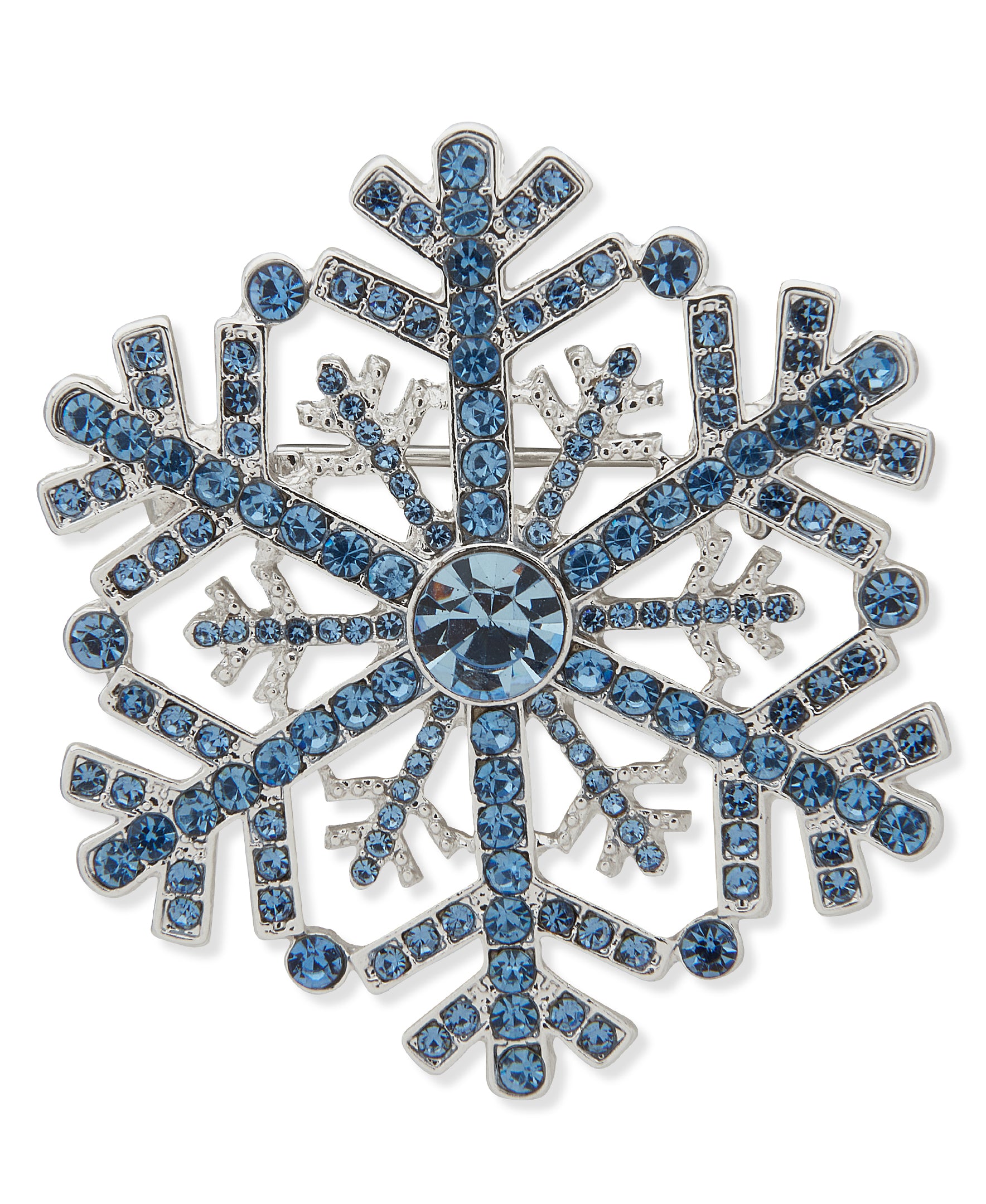 Anne Klein Silver-Tone Crystal Snowflake Pin