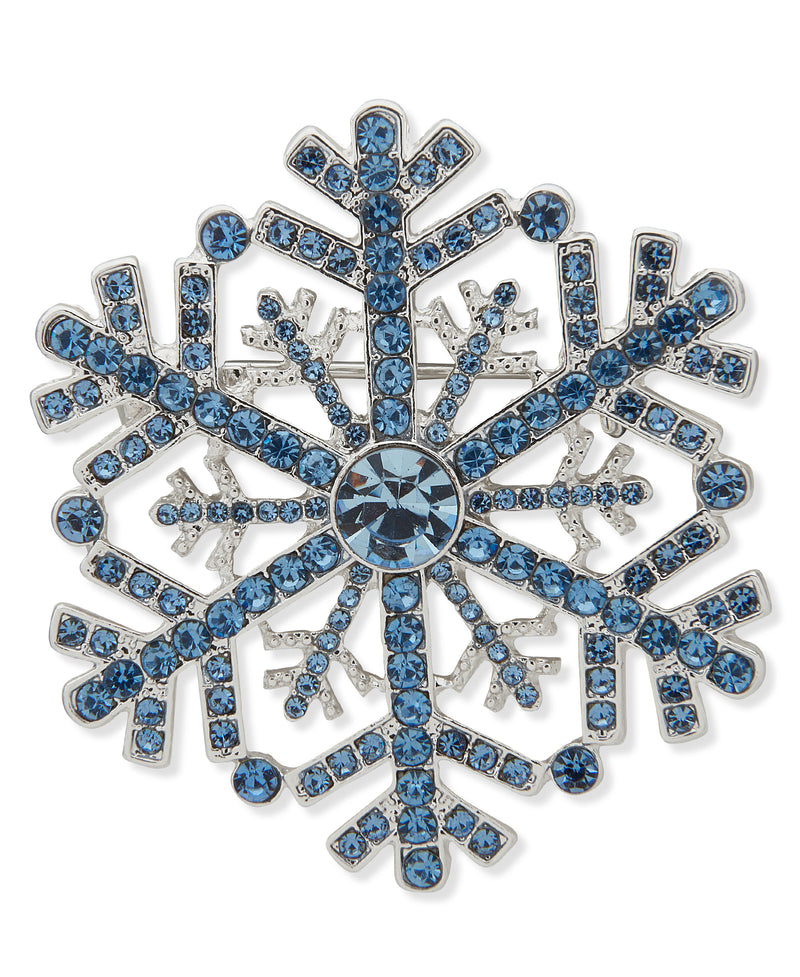 Anne Klein Silver-Tone Crystal Snowflake Pin