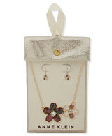 Anne Klein Flower Pendant Necklace & Earrings Set