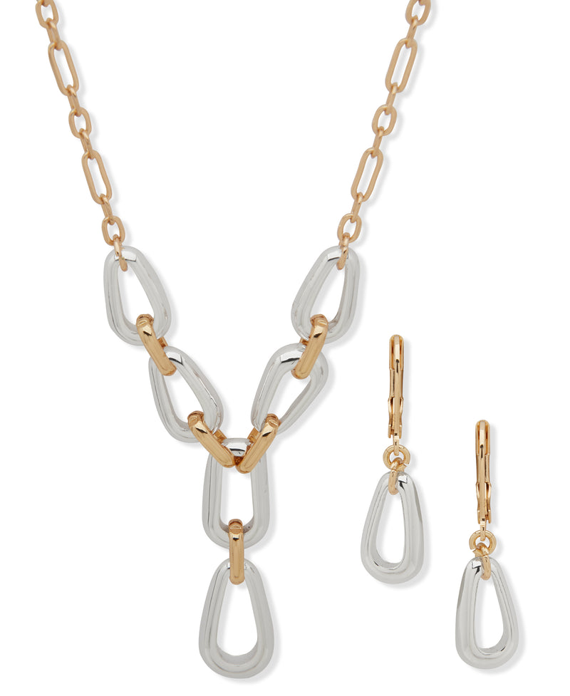 Anne Klein Two-Tone Y-Necklace and Earrings Set